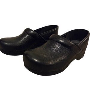 Dansko Black Embossed Pebble Leather Slide On Clog Shoes Medical Comfort Size 44